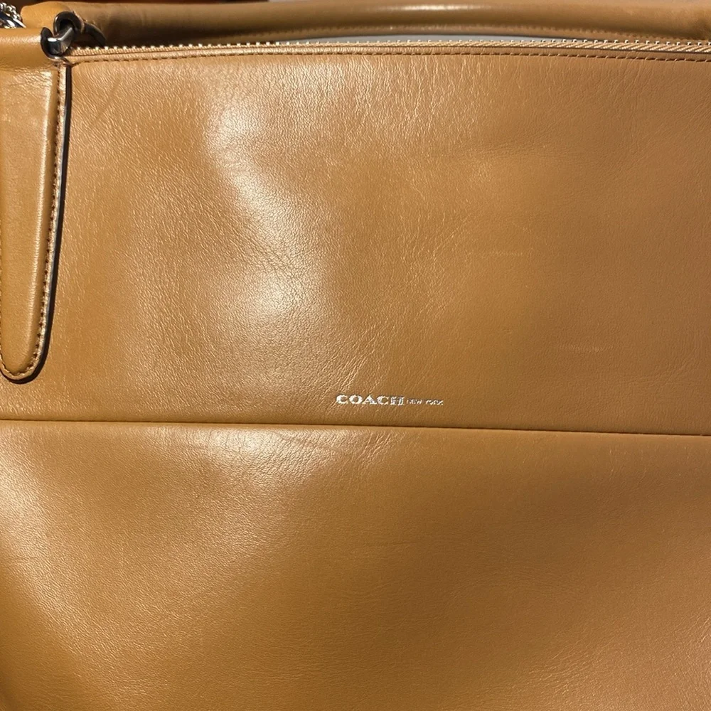 Coach Borough 30348 Tan Camel Leather Satchel Shoulder Bag - Picture 15 of 16